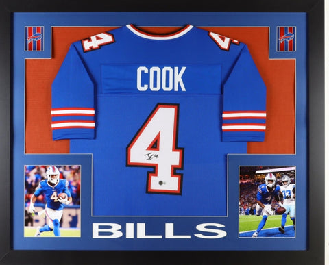 Framed James Cook Autographed Jersey (Beckett)
